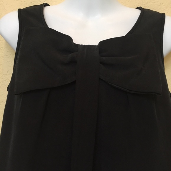 Kate Spade muted black crepe front bow blouse XS - Picture 4 of 6